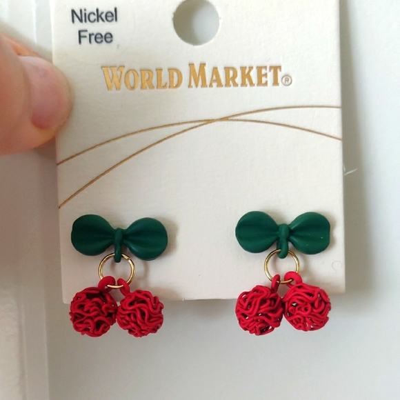 Cost Plus World Market Jewelry - World Market Cherry Earrings Cherry Huggie Hoop Drop Earrings Leaf